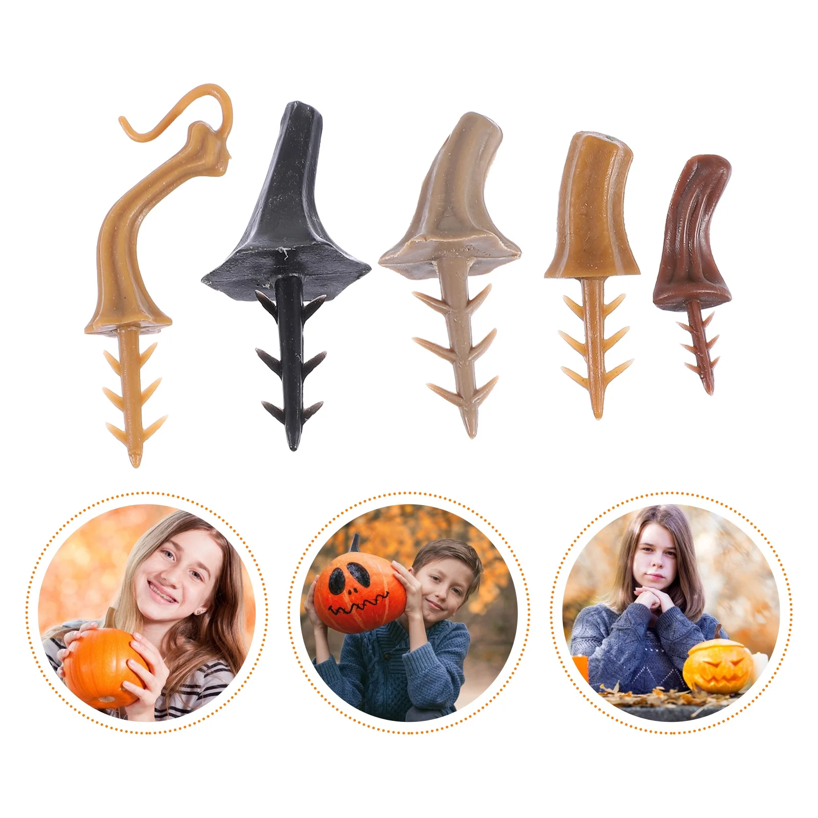

40pcs Artificial Pumpkin Stem for DIY Halloween Decorations Harvest Festival Craft Plastic Handle o'lantern Making Accessory