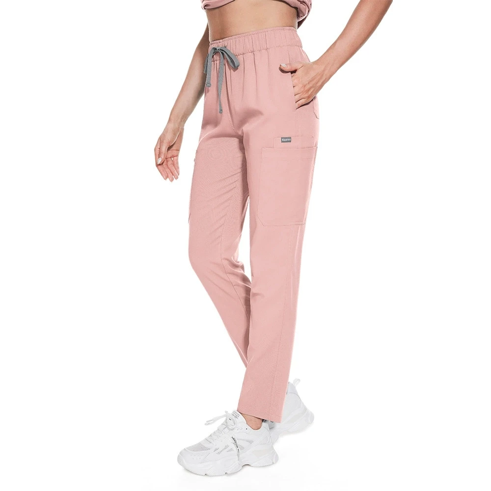 無地スクラブパンツ ラボ手術パンツ ユニセックス医師と看護師の制服作業パンツ 看護師アクセサリー 医師パンツ