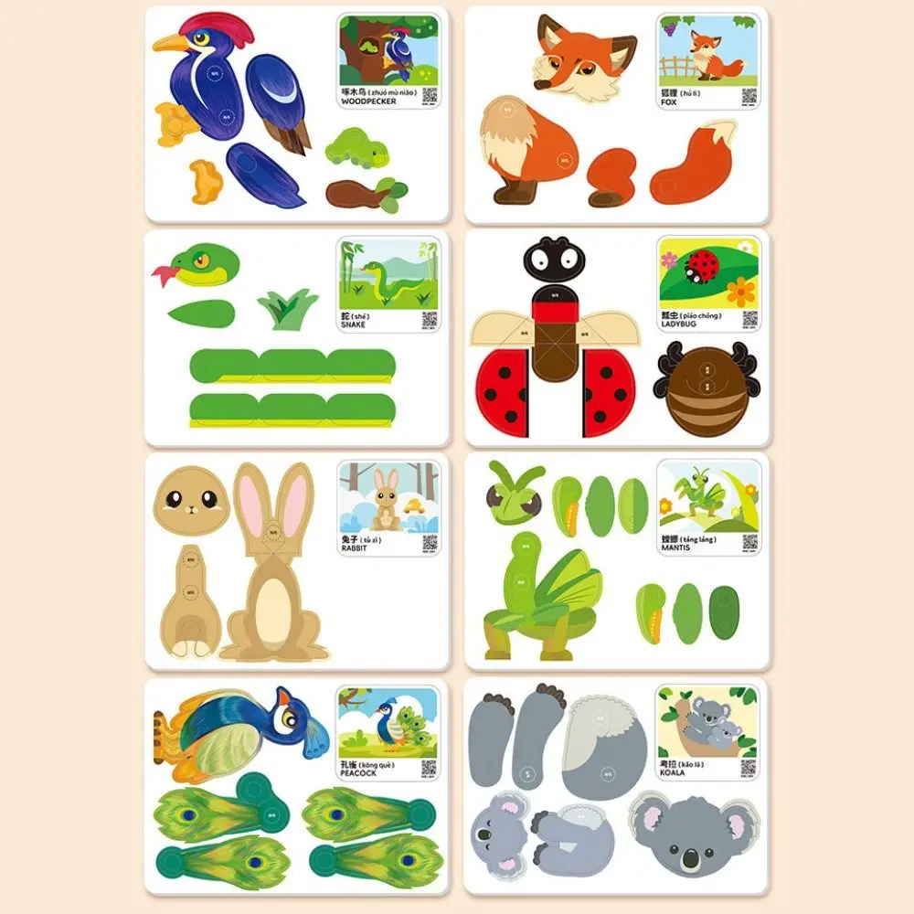 

Paper 3D Geometric Sticker Books Educational Toys Handmade DIY Paste Material Kit Cute Montessori Animals Sticker Book Children