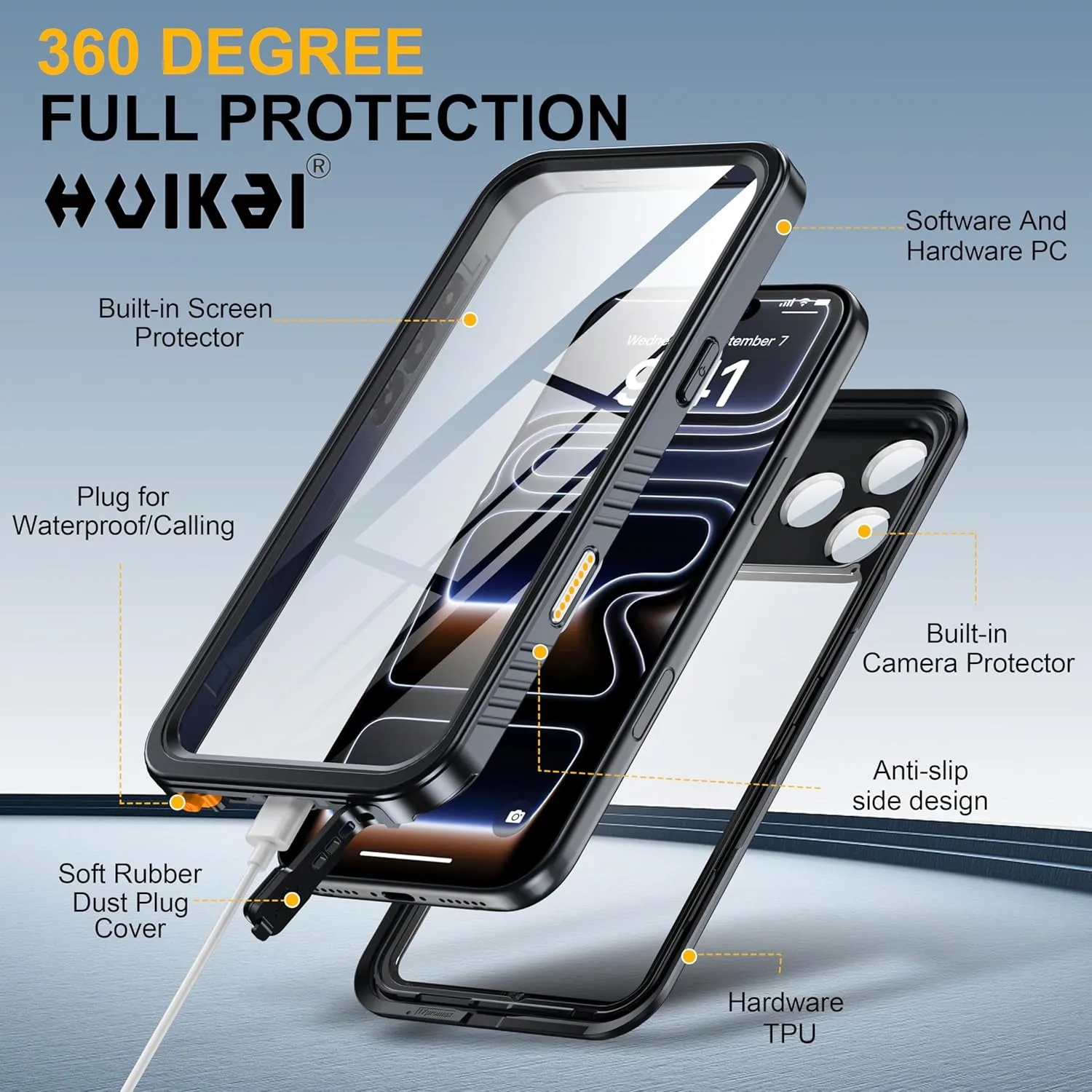 아이폰 17 프로 맥스 16 플러스 15 프로 맥스 15 14 13 14 프로 맥스용 방수 케이스 IP68 방진 보호 풀 바디 보호 케이스