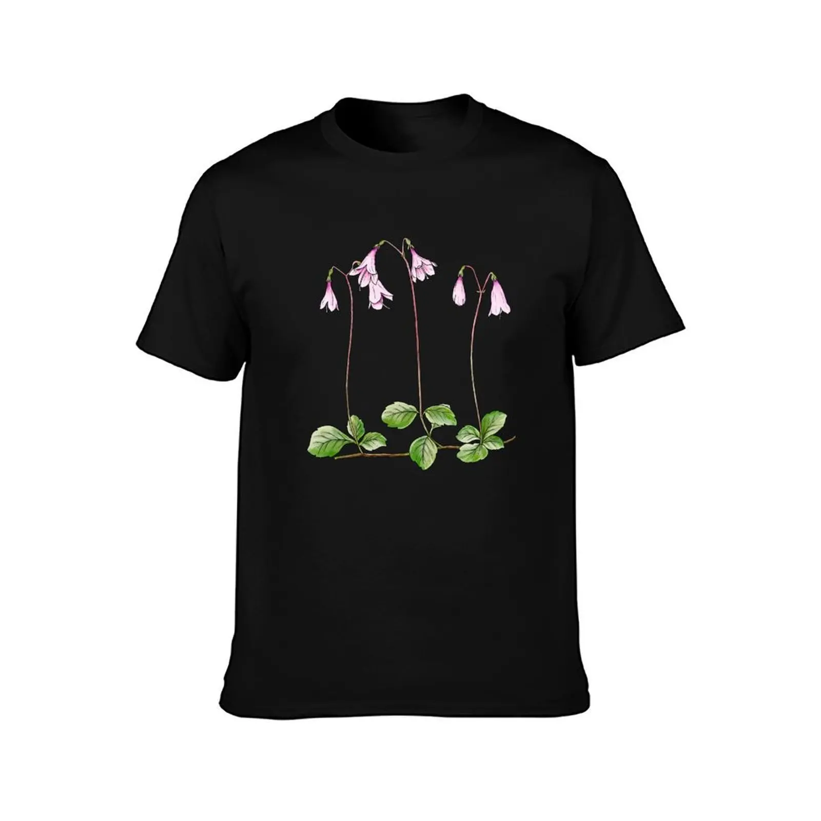 Nordic Wildflower Linnea Borealis Twinflower Pretty Pink Flowers floral T-Shirt, Summer Casual Cotton Tee, Vintage Graphic Print
