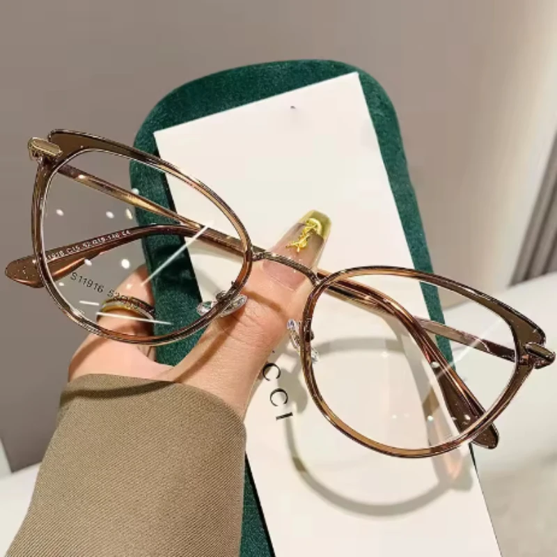 Anti-blaues Licht Gläser Retro Cat Eye Brille Frauen Professionelle Mode Elegante Trend Flache Licht Spiegel Kleine Rahmen Auge spiegel