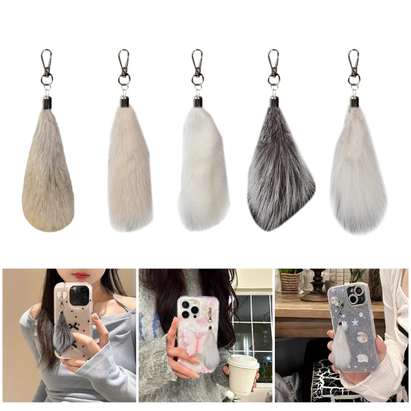 Furry Plush Artificial Foxes Tail Keychain Women Handbag Decoration Keyring Purse Pendant Key Holder Backpack Decorative Charm