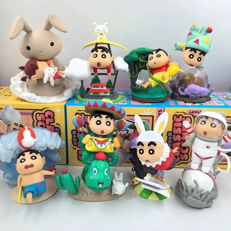 Crayon Shin Chan Blind Box Classic Scene Series Cartoon Anime Figure Decorations Pvc Model Action Figurines Ornament Toys Gift