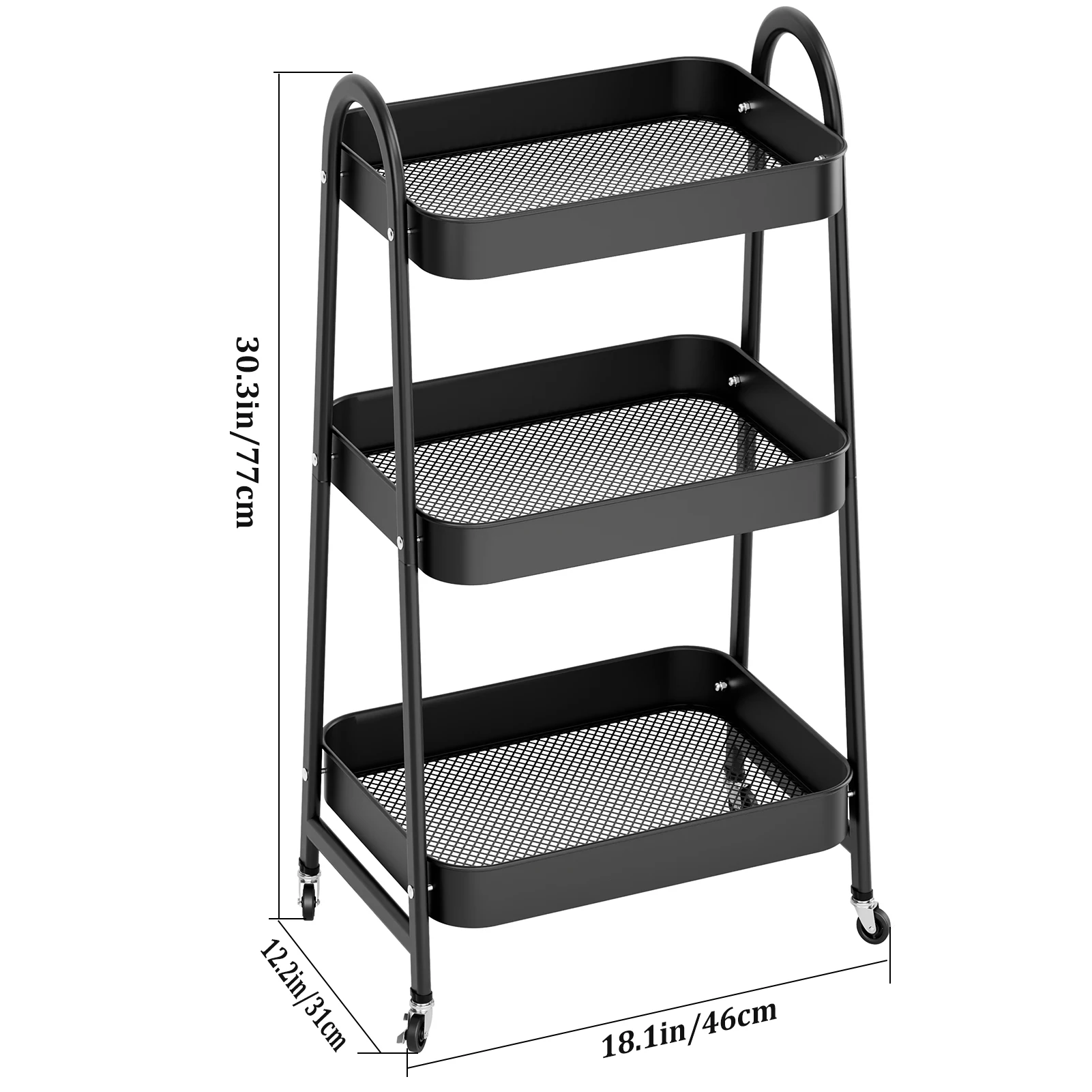 3 Tiers Trolley Rack Kitchen Floor Bedroom Snacks Mobile Bathroom Bedroom Storage Storage Rack Fruit Vegetable Storage Basket