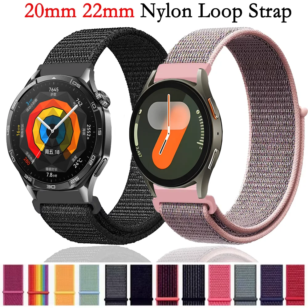 20 มม.22 มม.ห่วงไนลอนสําหรับ Samsung Galaxy Watch 4/5/6/7 40/44 มม.สายรัดข้อมือ Huawei Watch 4 3 Pro/GT5-4-3 46 มม.Correa