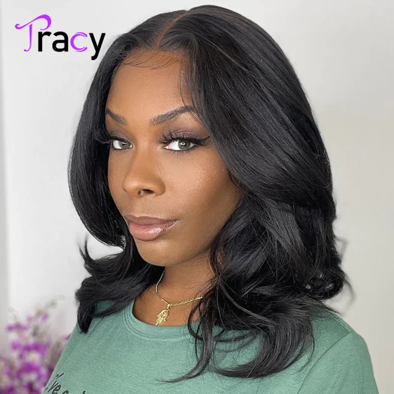 

Tracy Hair Wear and Go Glueless Wigs Human Hair for Beginners Pre Cut Pre Plucked Bob Wig for Black Women Body Wave