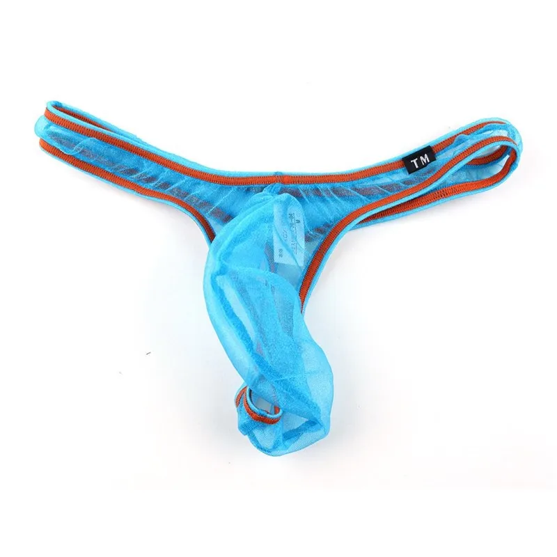 

Men's Mesh G-string, Color Block Sheer Low-rise T-back Underwear with High Elastic