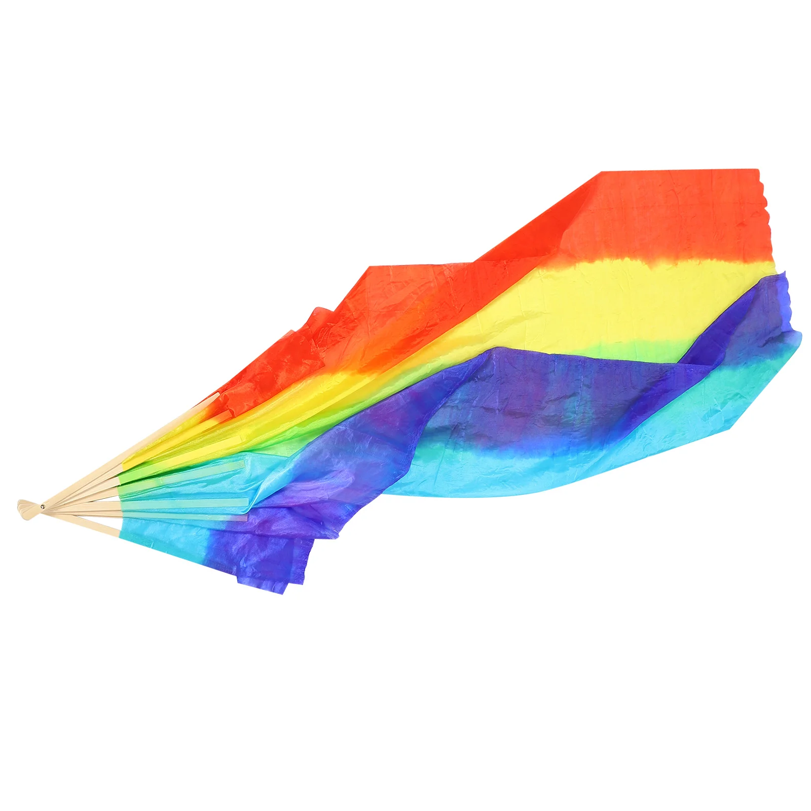 

2 Pcs Dance Performance Long Fan Belly Right Hand Silk Veil Colourful Veils Dancer Chinese Lacquer Style Round Fans Folding