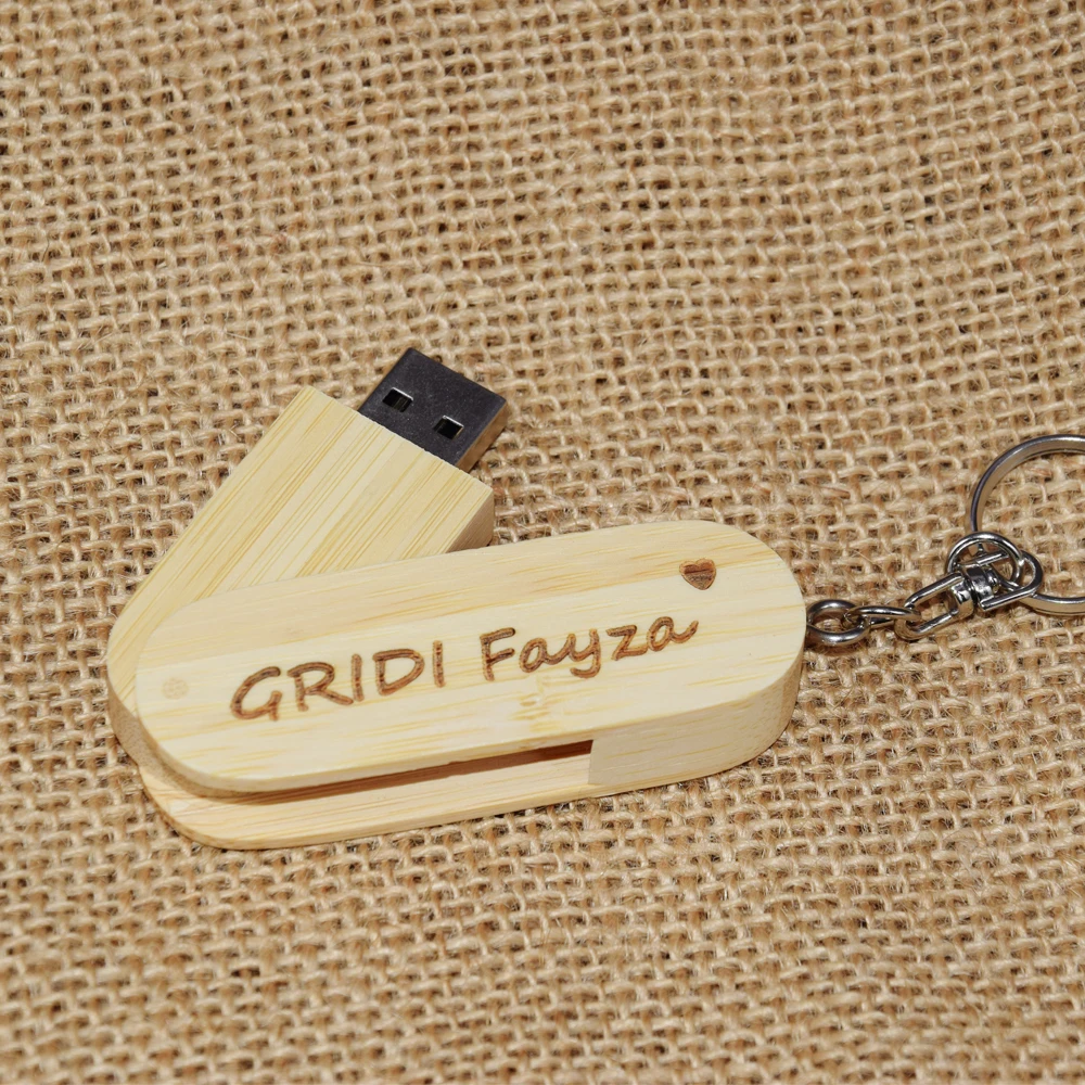 10/20/50 Buah/Lot Flash Drive USB Kayu 2.0 Pen Drive 4GB 8GB 16GB 32GB 64GB Gantungan Kunci Stik Memori Flashdisk Logo Kustom untuk Foto
