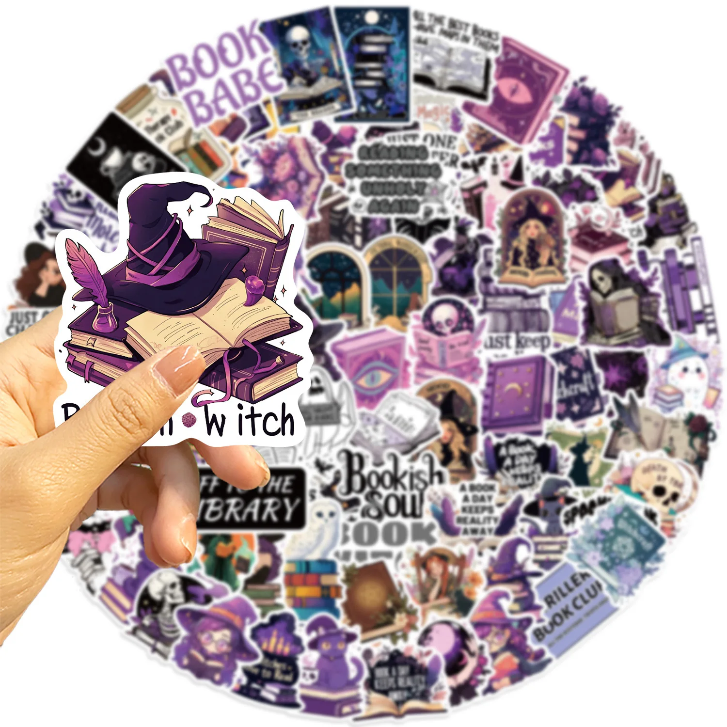 10/30/50/100PCS Purple Witch Series Reading Cartoon Sticker DIY Fridge Laptop Luggage Skateboard Graffiti Joke Sticker