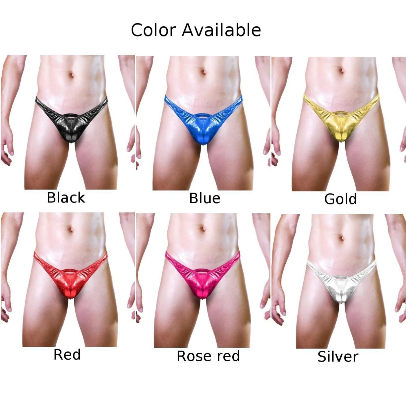 Mens PU Leather Thongs Panties Low Rise G-String Briefs Bulge Pouch Underwear Wet Look Gay Men Panties Men\'s Underpants