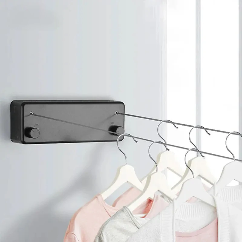 Retractable Laundry Line with Adjustable Stainless Steel Double Rope, Extendable Clothesline for Apartment