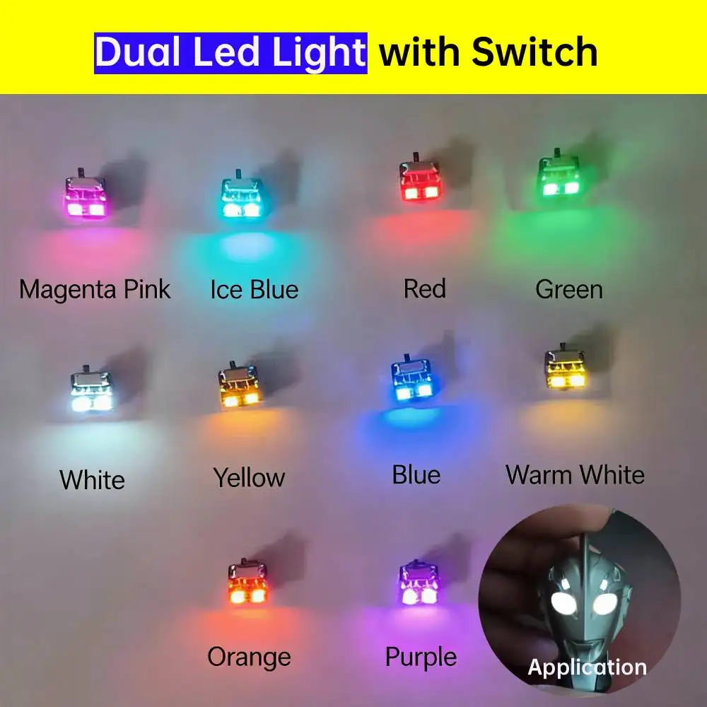 Luz LED Dupla com Interruptor, Lâmpada Sem Fio para Modelagem DIY/Gundam/Decoração de Casinha de Bonecas/Dioramas/Micro Paisagens com Bateria