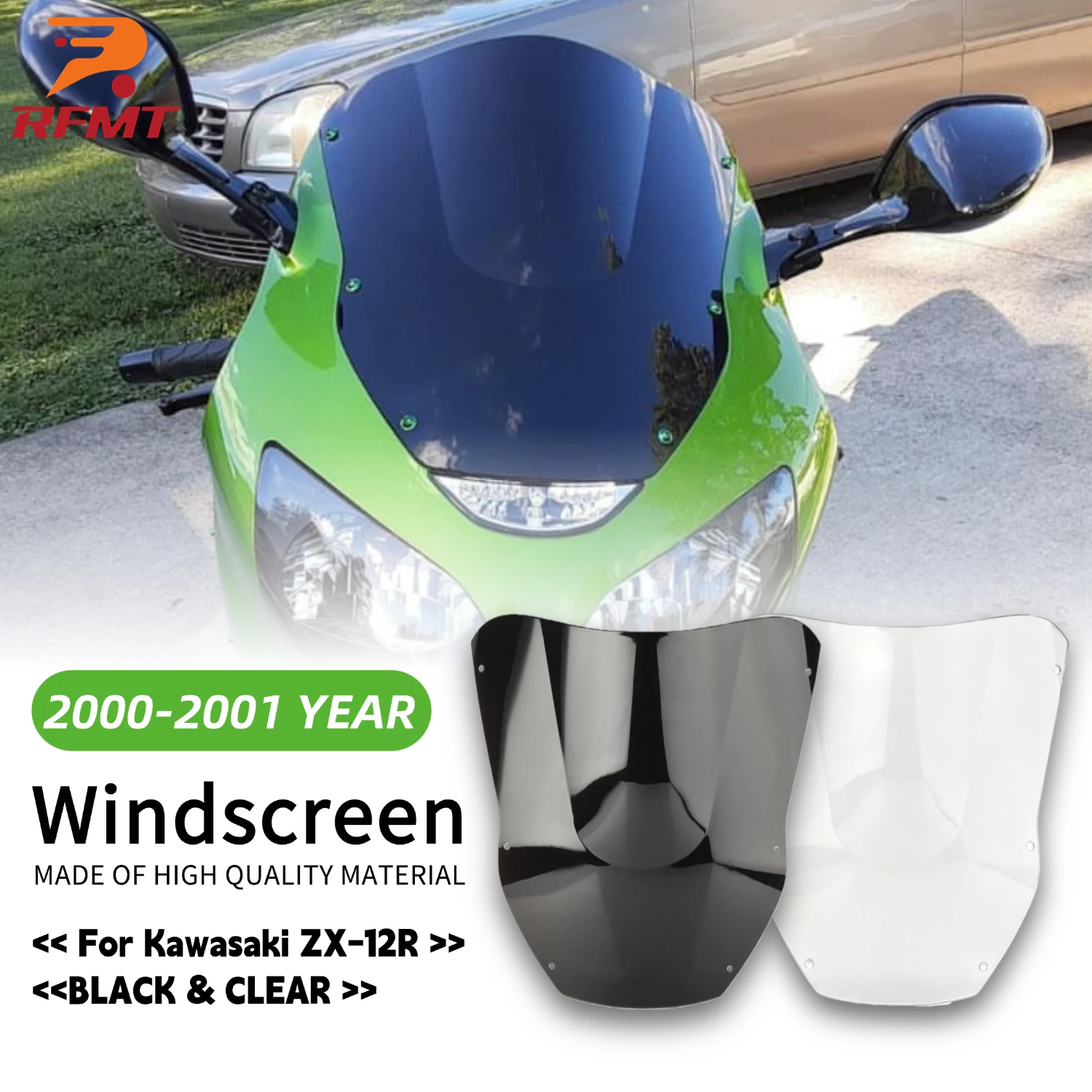 

Лобовое стекло для Kawasaki Ninja ZX12R ZX-12R 2000 2001, дефлекторы ветрового стекла, мотоцикл ZX 12R 00 01