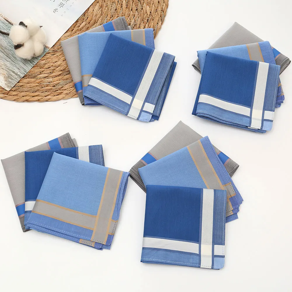 43cm Men's 100% Cotton Handkerchief, Soft Absorbent Thin Vintage Square Hankies for Sports & Daily Sweat Wiping