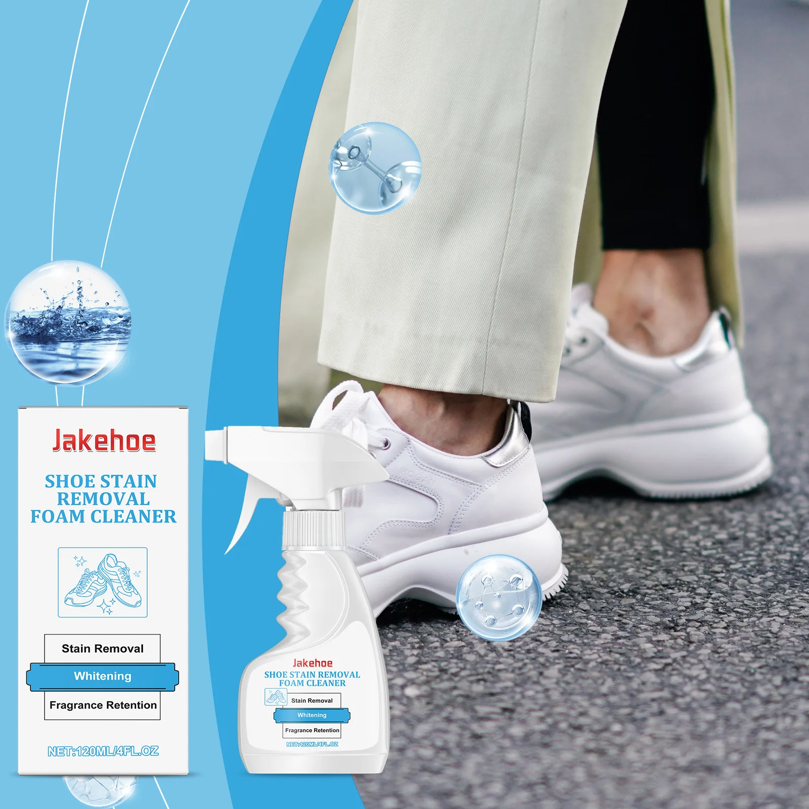

120ml Sneaker Cleaning Foam, Gentle Stain Remover for White Shoes & Fabric, No-Scrub Formula, Safe for Most Shoe Materials