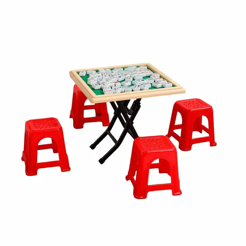 

Новейший миниатюрный игровой набор для маджонга: стол и 4 стула в стиле провинции Гуандун. Игрушки для девочек, подарки для детей.