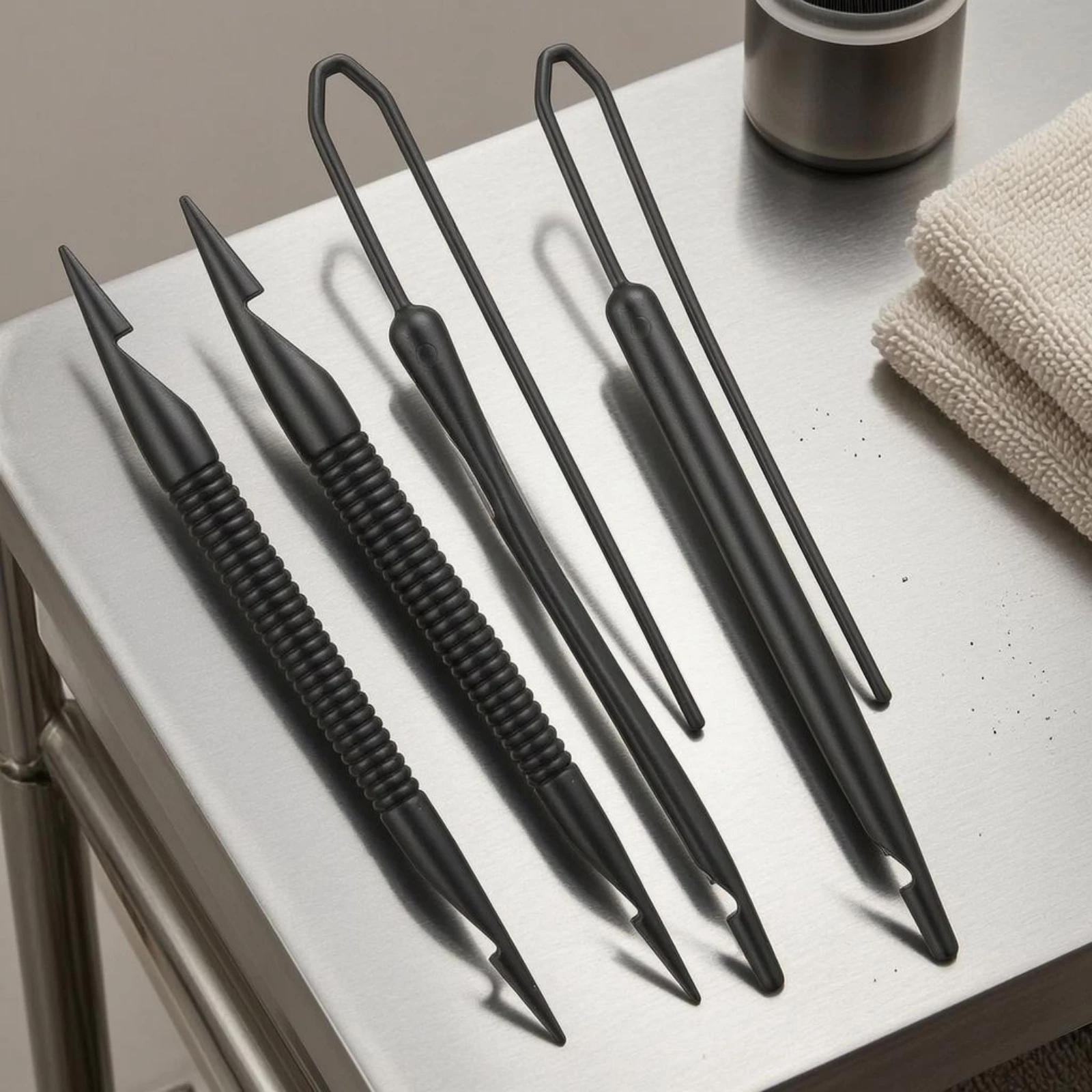 4 Pieces Hair Braiding Tool Set Double-Ended Braid Hook Set Latch Hook Needle Ribbed Grip Dreadlock Styling Tool Black