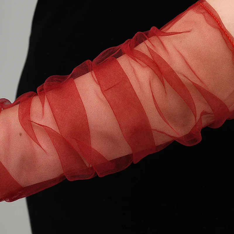 Women New 55cm 70CM DIY Thin Gauze Transparent Sexy Long Gloves Stage Performance Cosplay Fashion Personality Solid Etiquette