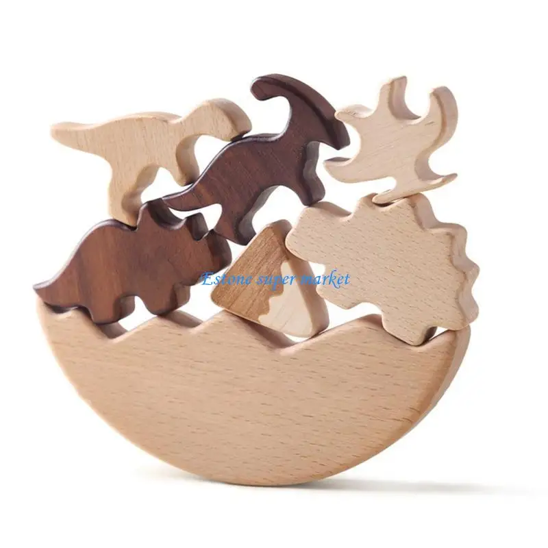 090B Trẻ xếp chồng đồ chơi cân bằng khối khủng long Hoạt động xây dựng cảm giác trẻ