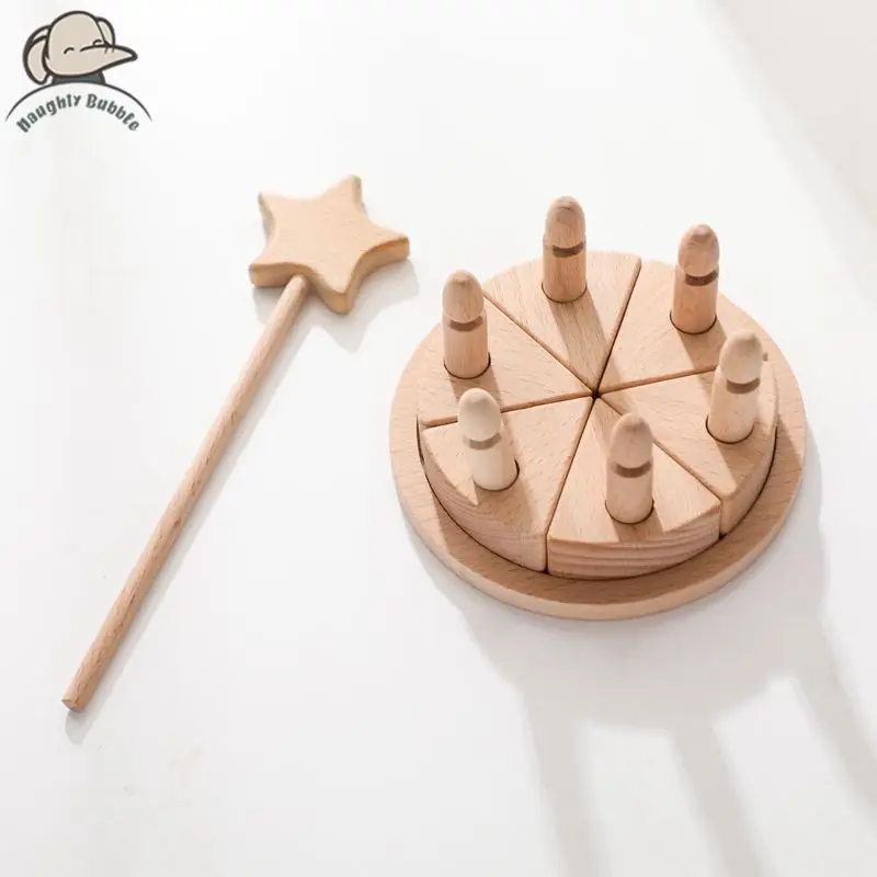 Brinquedos De Madeira Para O Bebê, Os Blocos Do Bolo, Brinquedo Cognitivo, Play House, Bolo De Aniversário