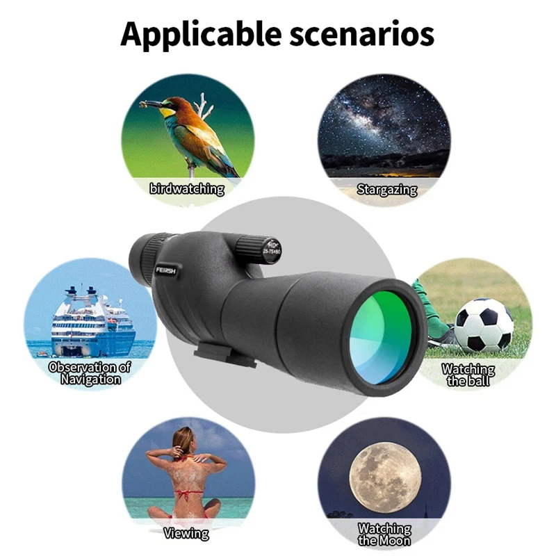 25-75x60 Spotting Scope zoom Monocular high power telescope BAK4 Prism Waterproof Birdwatching Target Shooting Camping hunting