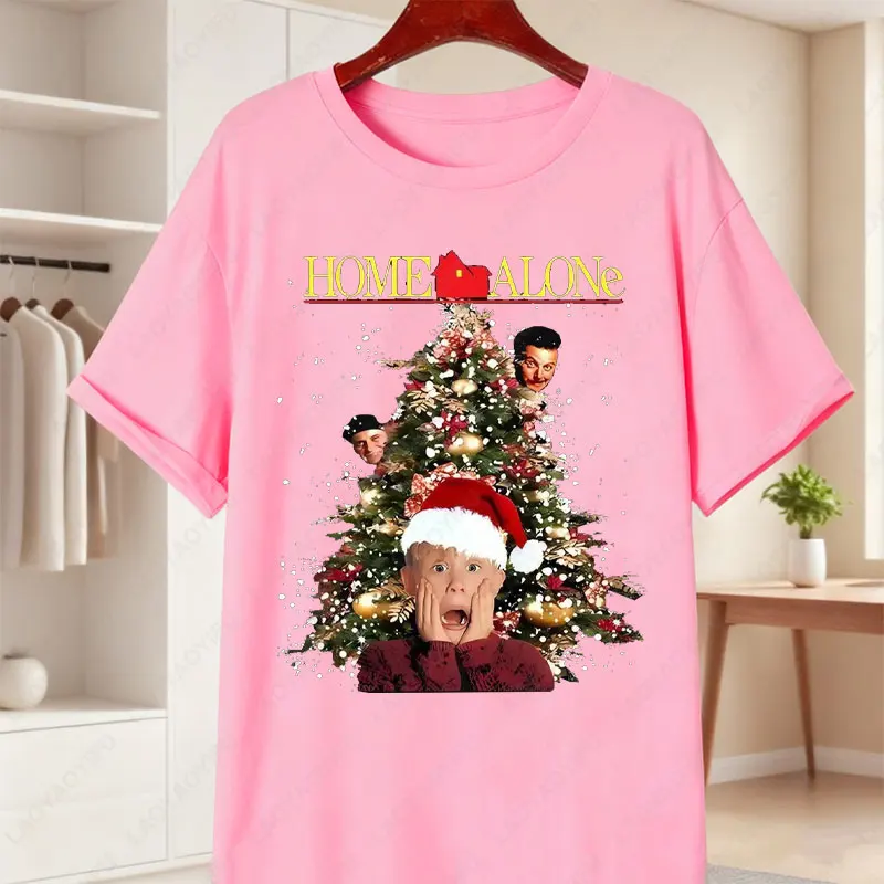 الرجال والنساء 90s وحده الفيلم تي شيرت كيفن مكاليستر وشجرة عيد الميلاد عطلة حفلة عادية المحملة لمحبي الحنين الملابس #4