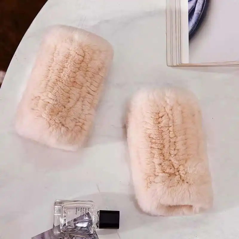 Real Rex Rabbit Fur Gloves Elastic Finger Gloves Knitted Real Fur Gloves Real Fur Fingerless Gloves Handmade Knit Fur Mitten