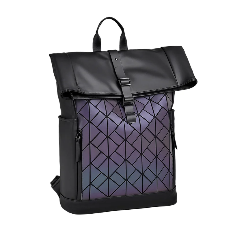 Foldable Roll Top Backpack Men Waterproof Oxford Rucksack 15 Inch Laptop Travel Bag Casual Daypack with Padded Shoulder Straps