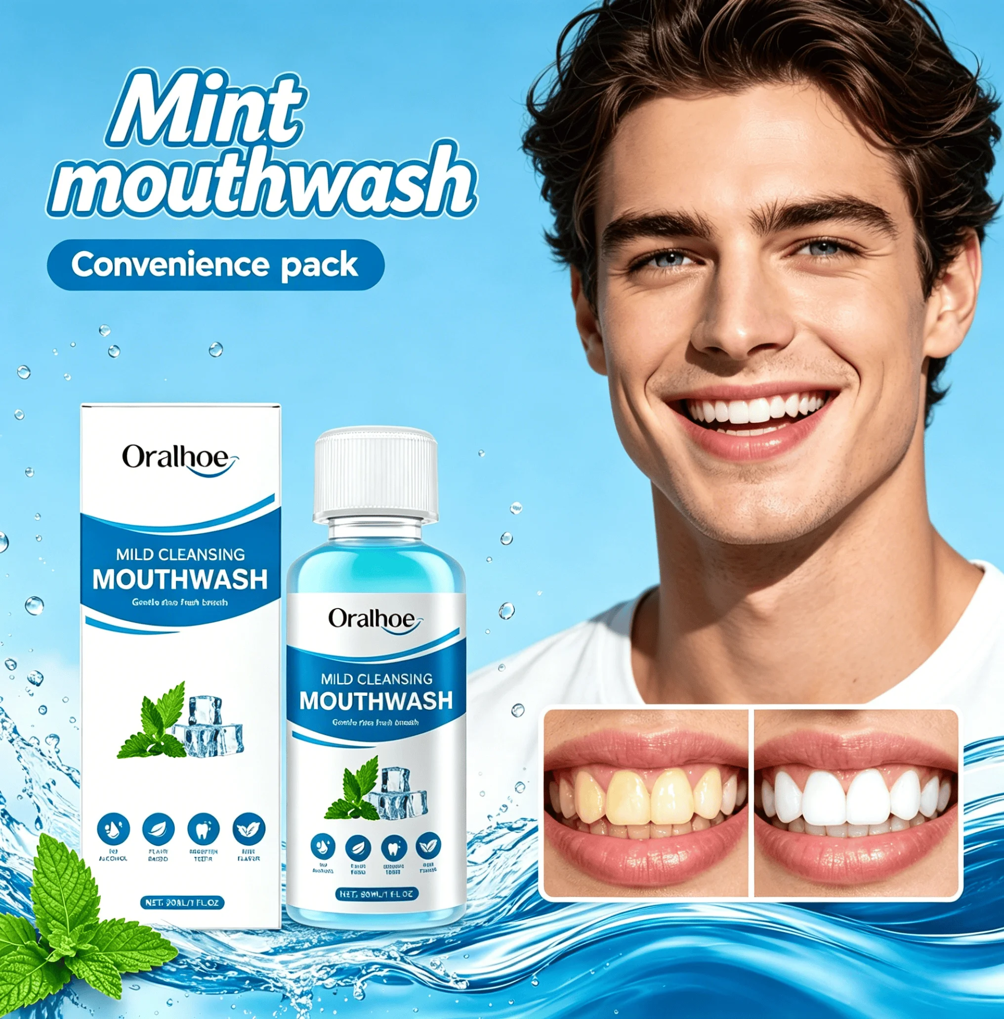 Cool Mint Mouthwash Quickly Wash Away Food Residues Bring Cozy Oral Care Portable Travel