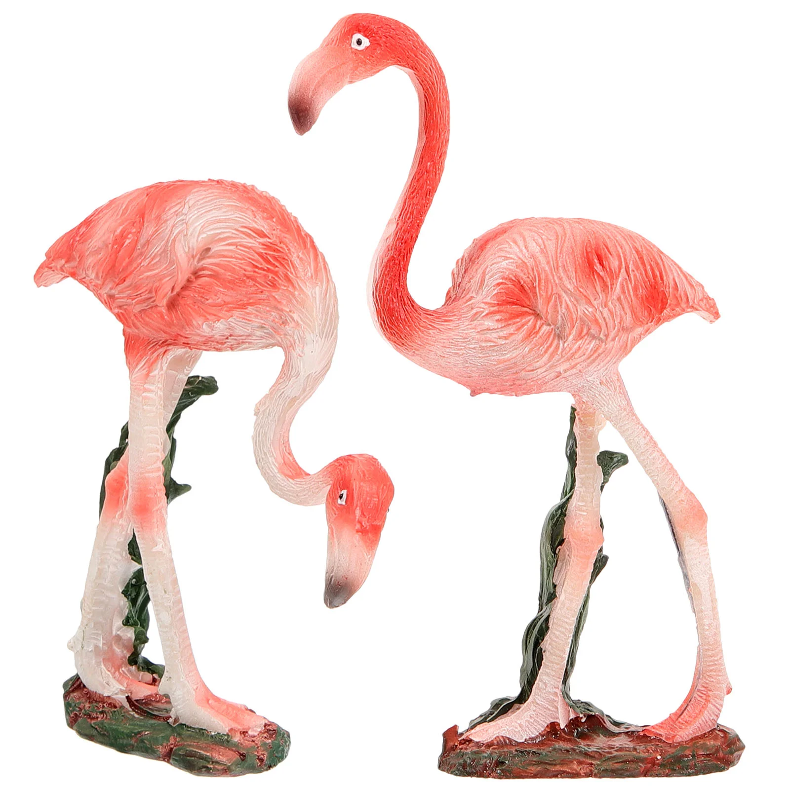 2 Pcs Flamingo Ornament Gardening Decoration Adorable Yard Animal Sculpture Simulated Resin Model Adornments