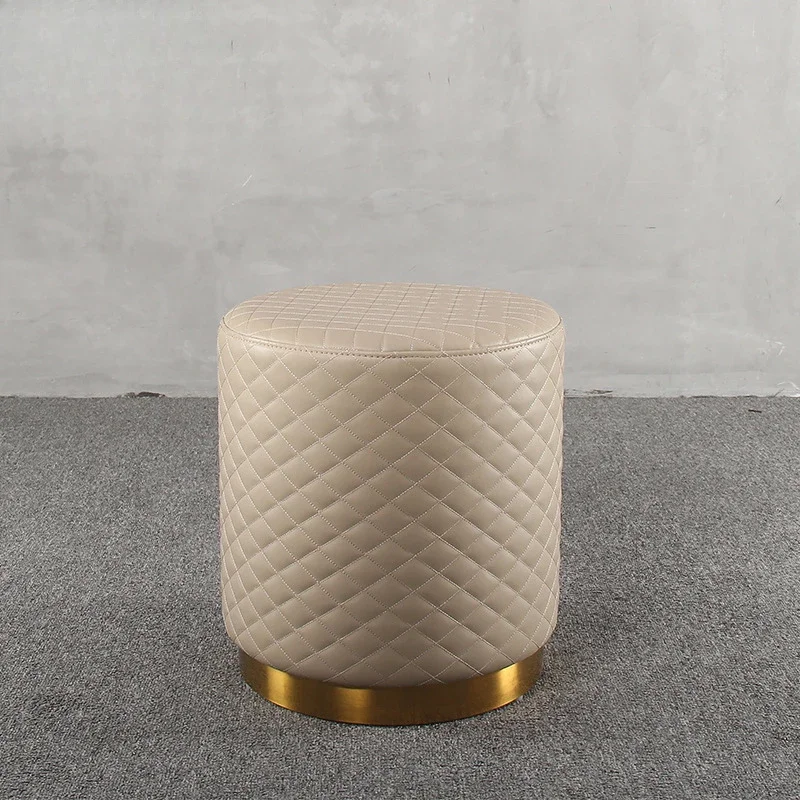 light luxury dressing stool, hotel living room home small round stool fashionable leisure leather pier shoe changing stool