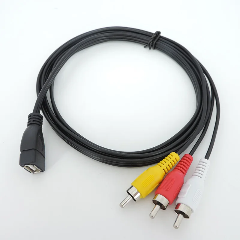 5ft 1.5m USB A Female to 3 RCA male plug to usb AV Video connector Cable Lead converter PC TV Aux Audio adapter