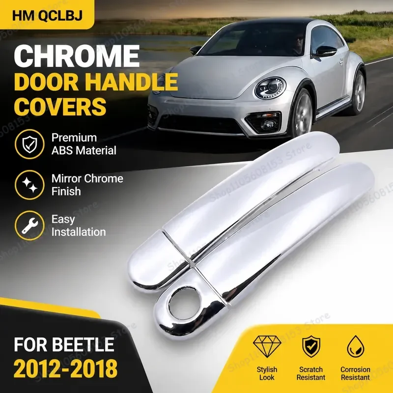For 2012-2018 Volkswagen New Beetle Chrome Door Handle Sticker Electroplated Car Exterior Trim Replacement Accessory
