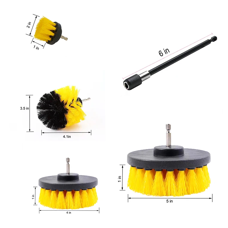 Drill Brush Attachment Set Power Scrubber Wash Cleaning Brushes Tool Kit with Extension for Clean Car Wheel Tire Glass windows