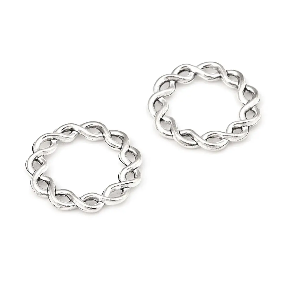Antique Bronze Antique Silver Zinc Alloy Square Round Closed Circle Twisted Rings Charms Pendants Diy Jewelry Making Accessories