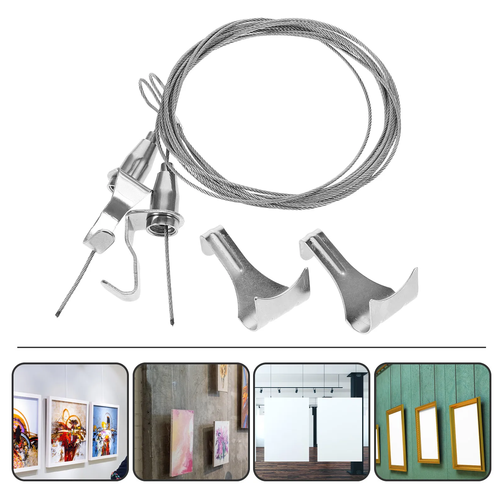 2Sets Hanging Wire Stainless Steel Adjustable Picture Hanger Rope Photo Frame Wire for Home Gallery Office Heavy Duty Display