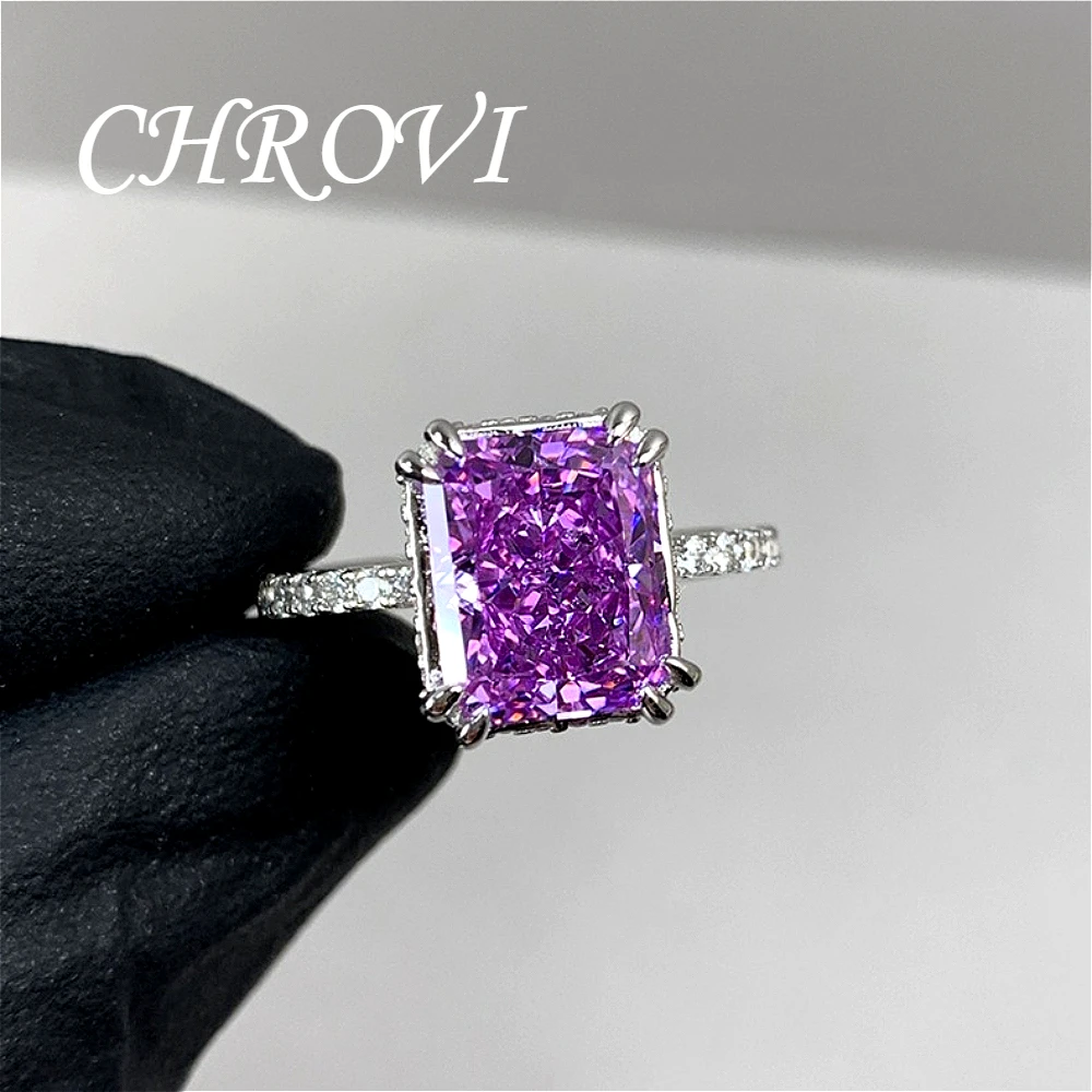 Luxuriöser 925 Funkelnder Eisflocken-Lithium-Eisen-Zirkon Offener Ring für Damen - Prinzessinnenförmiger Modischer Ring – Detail 6