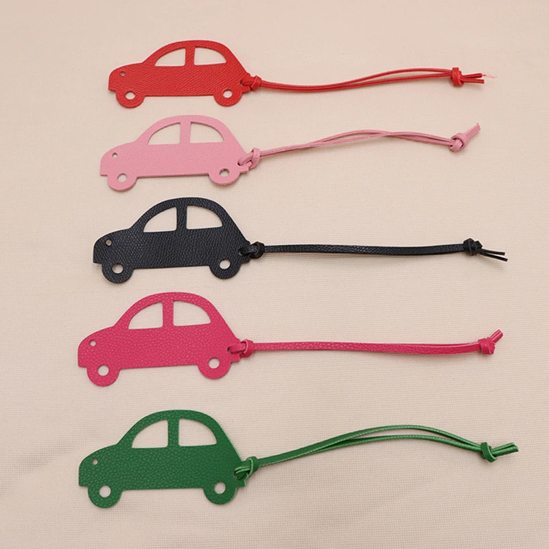 Fashion Little Car Shaped Leather Pendant Keyring Ladies Backpack Bag Ornaments Accessories