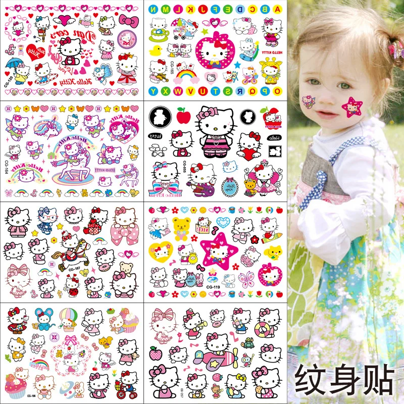 

Kawaii Hello Kitty Temporary Tattoos, Waterproof Cartoon Decals for Kids Birthday Party & Body Art