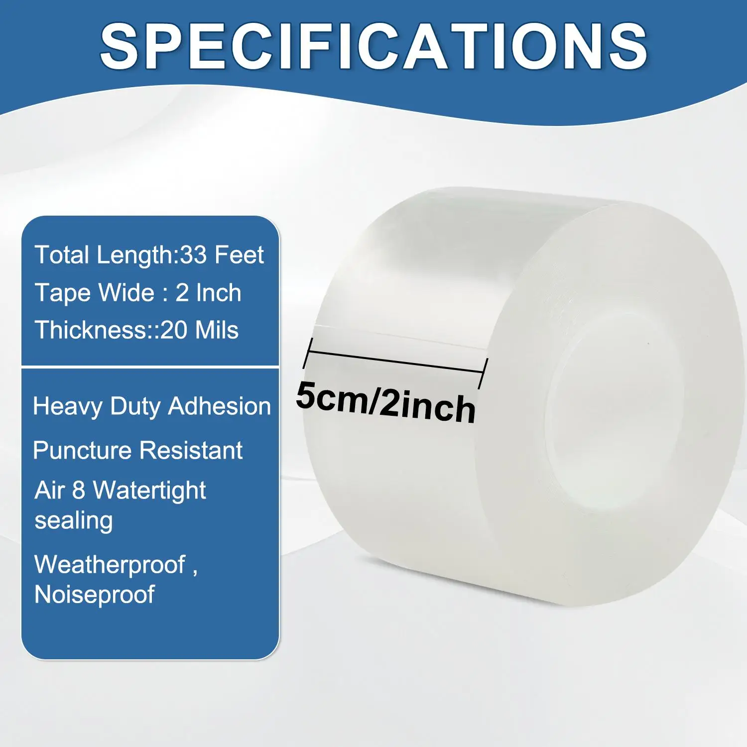 Cinta aislante para ventanas resistente a la intemperie, 2 pulgadas x 33 pies, cinta de sellado de invierno transparente sin residuos, resistente al viento, hermética para puertas y ventanas