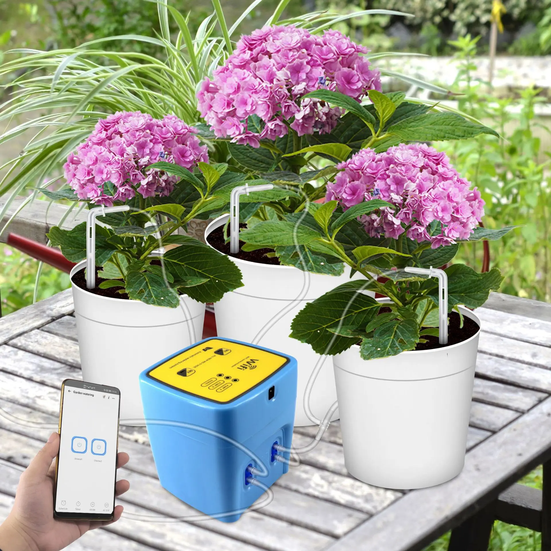 

WiFi automatic waterer smart garden home potted lazy waterer drip irrigation mobile phone remote control can water 20 pots