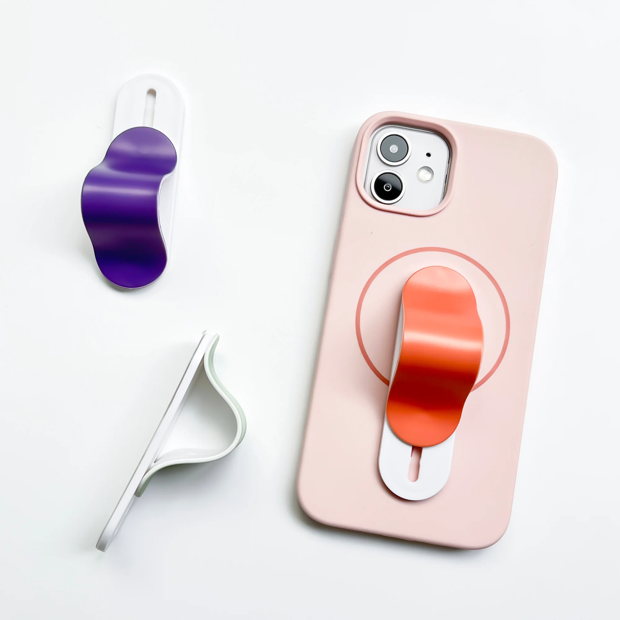 Einfacher Macaron-Einfarbiger Schlanker Push-Pull-Telefonhalter mit Rückseitiger Klebefläche, U-förmiger Desktop-Ständer, Anti-Rutsch-Fingerhalterung – Detail 4