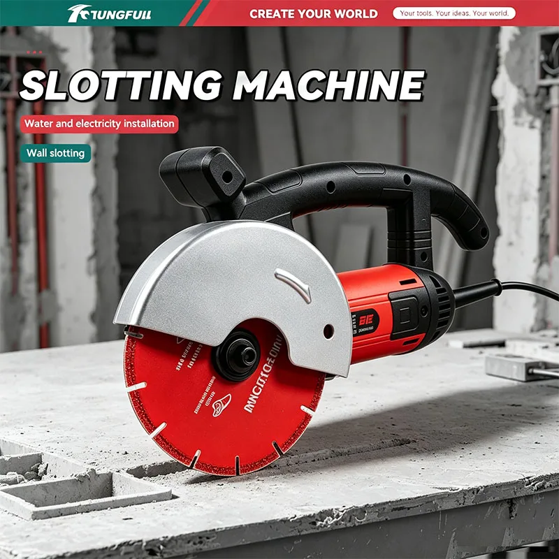 Electric Wall Chaser 220V Professional Hydropower Installation Machine Concrete Brick Wall Slotting Grooving Cutting Tool