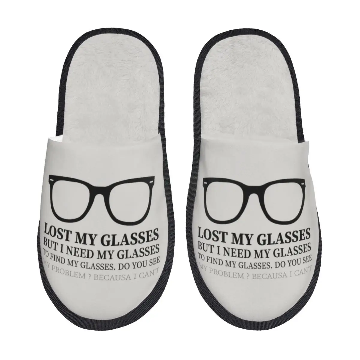 Custom Funny Geek Lost My Glasses Guest Slippers for Bedroom Women Optometrist House Slipper