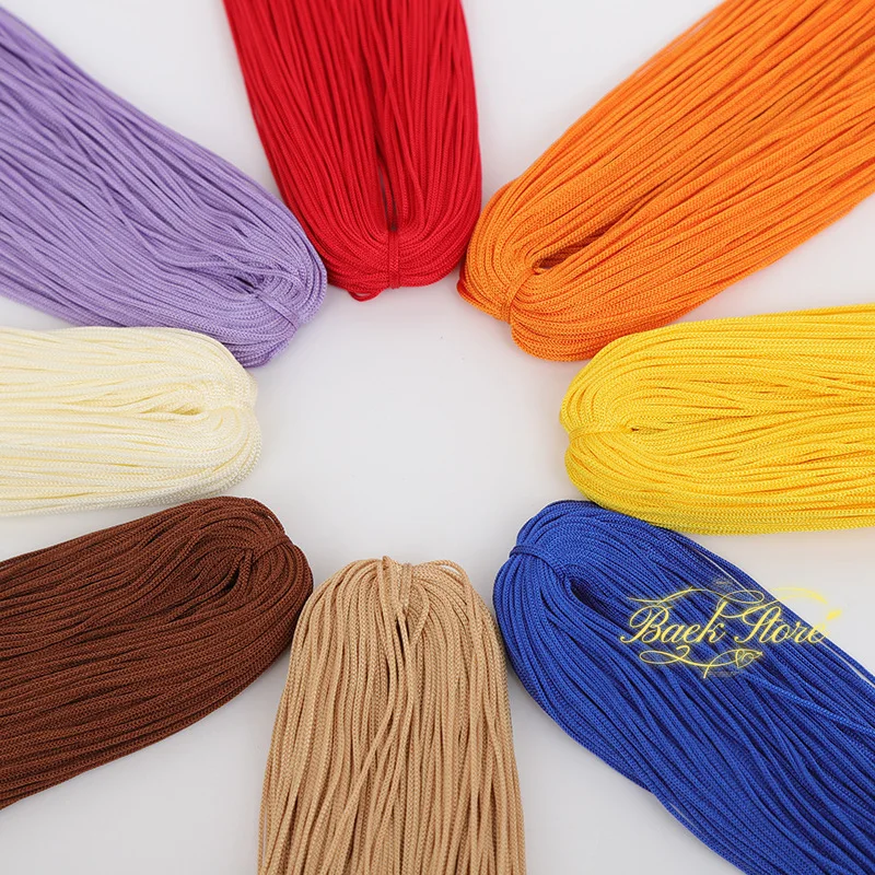 Solid Color Hollow Yarn Colorful Bright Silk Thread Hook Shoe Bag Thread Chinese Knot Hand Woven Yarn Nylon Thread Wholesale