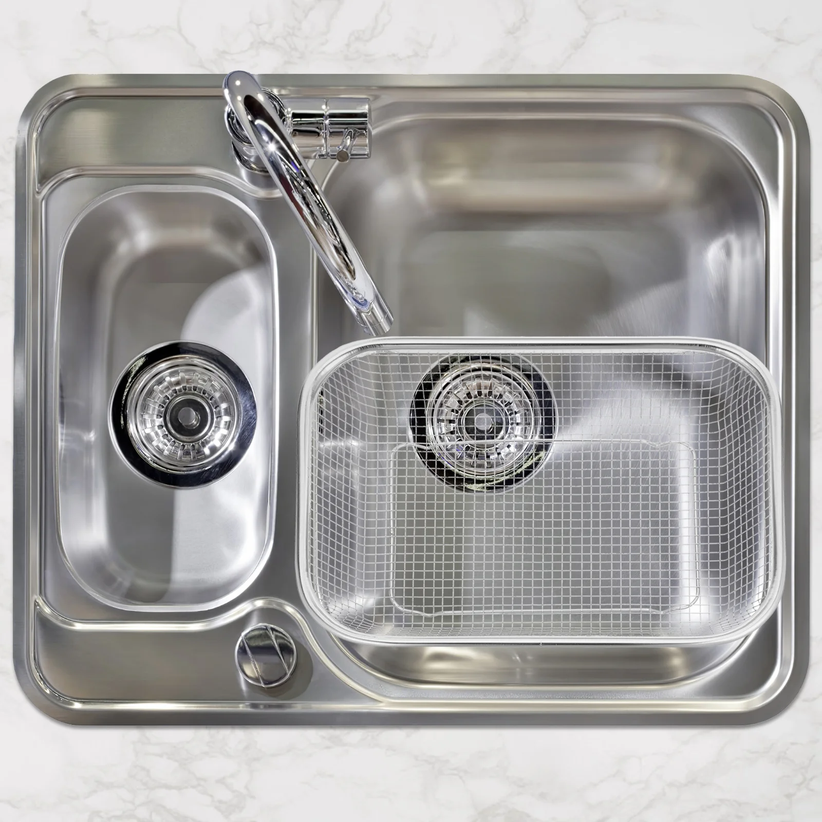 

1Pcs Stainless Steel Drain Basket Thickened Multi-Purpose Fruit Vegetable Sieve Kitchen Sink Colander Storage Basket 30x22x6cm