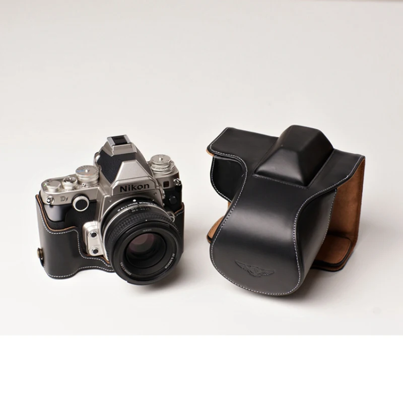 Handwork Photo Camera Genuine leather Cowhide Bag Body BOX Case For Nikon DF body  Protective sleeve box base