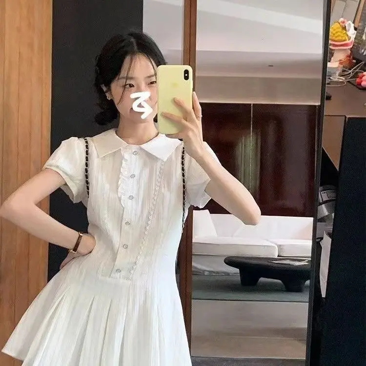 

2025 Lapel Dress Women's Skirt Summer Sweet Skirt
